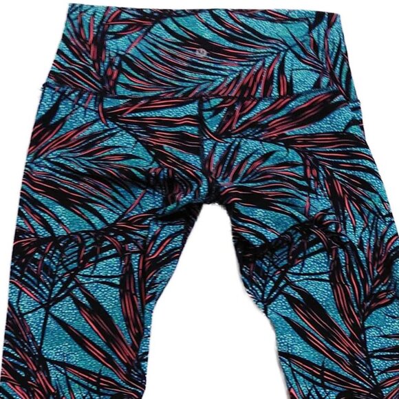 Lululemon Wunder Under Pant (Hi-Rise) Palm Lace Tofino Teal Multi - Picture 8 of 9